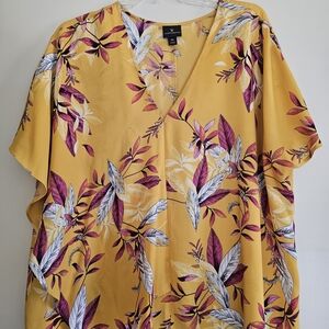 Worthington Yellow Floral Blouse